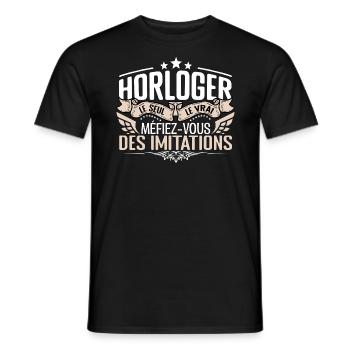 Horloger le seul Horloger le vrai Horloger - T-shirt homme - noir - Devant - AI Model Male 178 light (178cm)