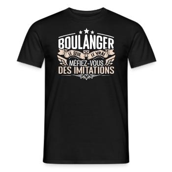 Boulanger le seul Boulanger le vrai Boulanger - T-shirt homme - noir - Devant - AI Model Male 178 light (178cm)