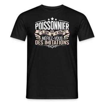 Poissonnier le seul Poissonnier le vrai Poissonnie - T-shirt homme - noir - Devant - AI Model Male 178 light (178cm)
