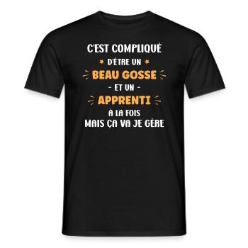 C'est compliqué d'être un beau gosse et apprenti - T-shirt homme - noir - Devant - AI Model Male 178 light (178cm)