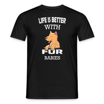 La vie est meilleure avec les chiots à fourrure - T-shirt homme - noir - Devant - AI Model Male 178 light (178cm)
