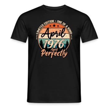April 1976 anniversary 1976 legends April - Men's T-Shirt - black - Front - AI Model Male 178 light (178cm)