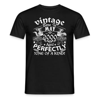 May 2000 | birthday 2000 Vintage May - Men's T-Shirt - black - Front - AI Model Male 178 light (178cm)