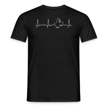Timpani Drums Playing Man. Heart. Love. EKG. - Men's T-Shirt - black - Front - AI Model Male 178 light (178cm)