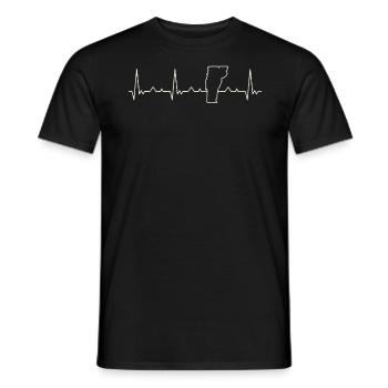 Vermont State USA. Heart. Love. EKG. Pulse. Beat. - Men's T-Shirt - black - Front - AI Model Male 178 light (178cm)