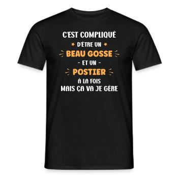 postier - T-shirt homme - noir - Devant - AI Model Male 178 light (178cm)