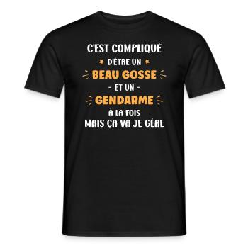 Beau gosse gendarme - T-shirt homme - noir - Devant - AI Model Male 178 light (178cm)