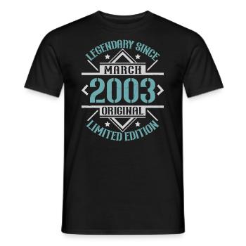 Légendaire depuis Mars 2003 édition limitée - T-shirt homme - noir - Devant - AI Model Male 178 light (178cm)