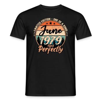 Juin 1979 anniversaire 1979 légendes Juin - T-shirt homme - noir - Devant - AI Model Male 178 light (178cm)