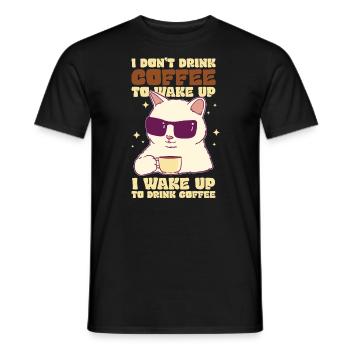 Ich trinke keinen Kaffee zum Aufwachen - Männer T-Shirt - Schwarz - Vorne - AI Model Male 178 light (178cm)