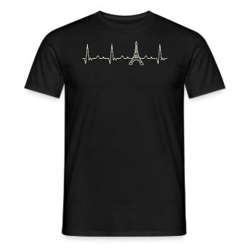Torre Eifel. Corazón. Amor. Ekg. Legumbres. - T-shirt homme - noir - Devant - AI Model Male 178 light (178cm)
