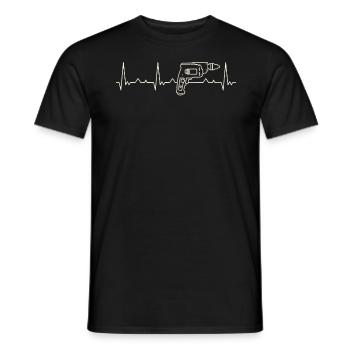 Boormachine. Hart. Liefde. EKG. Polsslag. Slaan. - Heren T-shirt - zwart - Voor - AI Model Male 178 light (178cm)