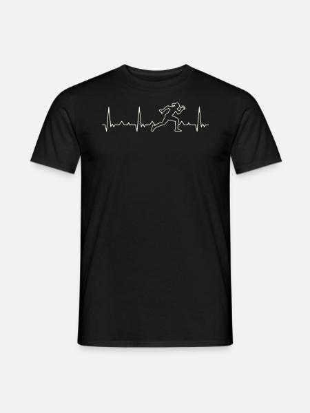 Frau Sportler Running Girl. Herz. Liebe. Ekg. - Männer T-Shirt - Schwarz