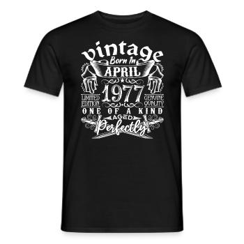 1977 April 1977 anniversary April 1977 April - Men's T-Shirt - black - Front - AI Model Male 178 light (178cm)
