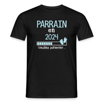 Parrain en 2024 Cadeau Annonce de grossesse humour - T-shirt homme - noir - Devant - AI Model Male 178 light (178cm)