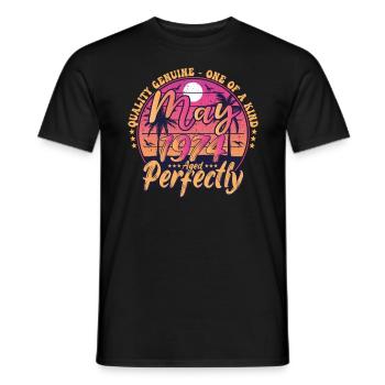 May 1974 anniversary 1974 Retro 1974 May - Men's T-Shirt - black - Front - AI Model Male 178 light (178cm)
