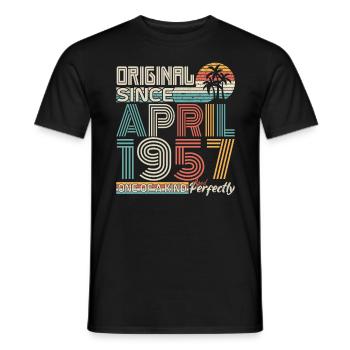 April 1957 anniversary April 1957 gift 1957 - Men's T-Shirt - black - Front - AI Model Male 178 light (178cm)
