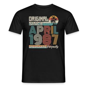 April 1987 anniversary April 1987 gift 1987 - Men's T-Shirt - black - Front - AI Model Male 178 light (178cm)
