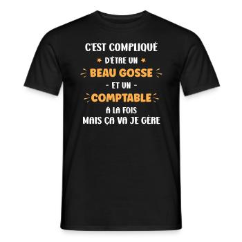 Homme comptable - T-shirt homme - noir - Devant - AI Model Male 178 light (178cm)