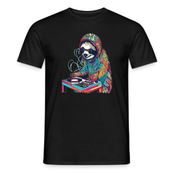 Techno Party Faultier Musikfestival - Männer T-Shirt - Schwarz - Vorne - AI Model Male 178 light (178cm)