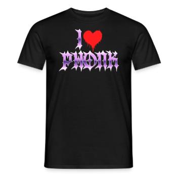 I love phonk - I love phonk music - Men's T-Shirt - black - Front - AI Model Male 178 light (178cm)