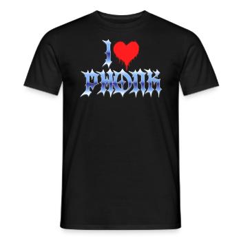 I love phonk - I love phonk music - Men's T-Shirt - black - Front - AI Model Male 178 light (178cm)