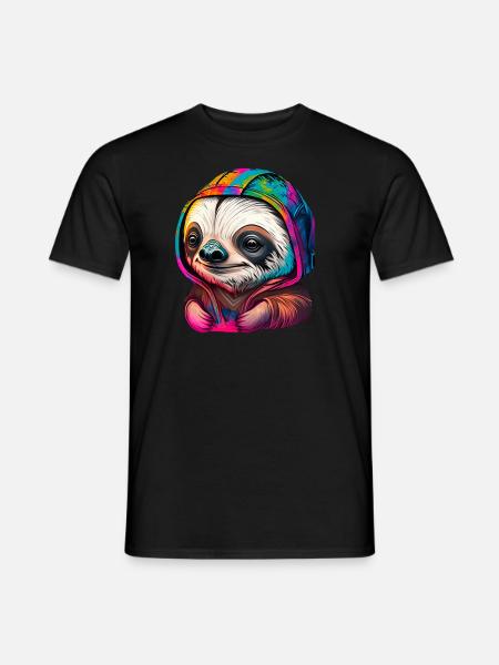 Baby Sloth Face Graffiti - Men's T-Shirt - black