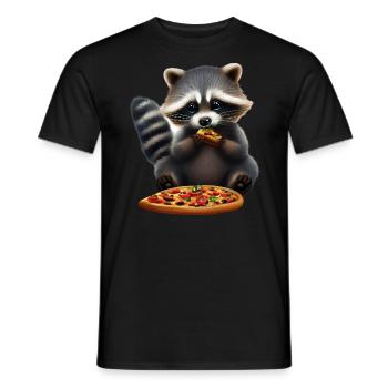 Raton laveur aimant la pizza - T-shirt homme - noir - Devant - AI Model Male 178 light (178cm)