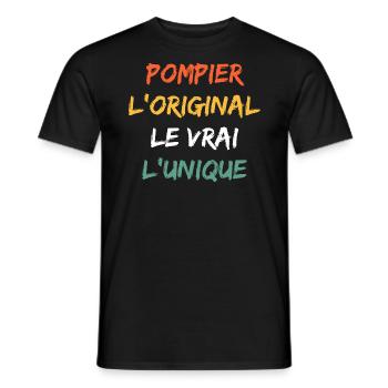 pompier - T-shirt homme - noir - Devant - AI Model Male 178 light (178cm)