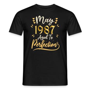 Mai 1987 Mai anniversaire May 1987 - T-shirt homme - noir - Devant - AI Model Male 178 light (178cm)