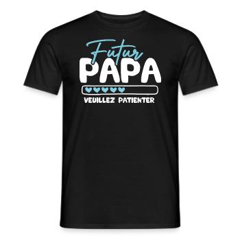 Futur papa veuillez patienter - T-shirt homme - noir - Devant - AI Model Male 178 light (178cm)