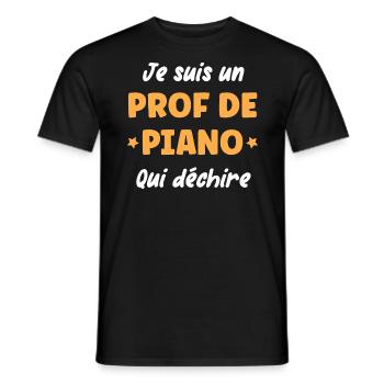 Prof de piano - T-shirt homme - noir - Devant - AI Model Male 178 light (178cm)