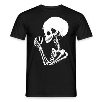 Sarcastic Funny Skeleton Drinking Espresso Coffee - Men's T-Shirt - black - Front - AI Model Male 178 light (178cm)