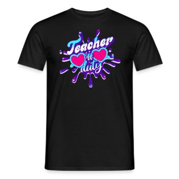 Last day school holidays summer teacher - Men's T-Shirt - black - Front - AI Model Male 178 light (178cm)