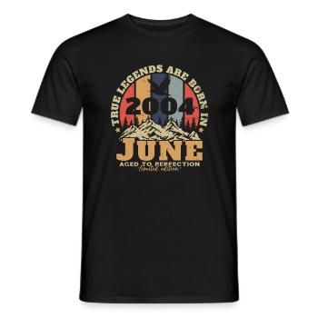 2004 Rétro Vintage Nées En Juin 2004 Anniversaire - T-shirt homme - noir - Devant - AI Model Male 178 light (178cm)