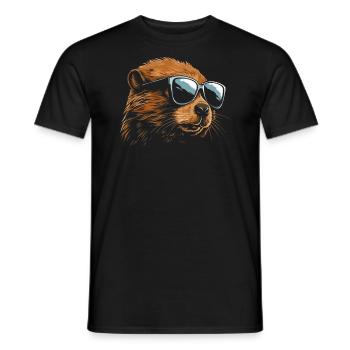 Biber Sonnenbrille - Männer T-Shirt - Schwarz - Vorne - AI Model Male 178 light (178cm)