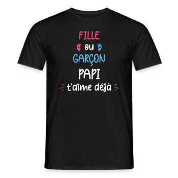 Fille ou garçon papi t'aime déjâ - T-shirt homme - noir - Devant - AI Model Male 178 light (178cm)