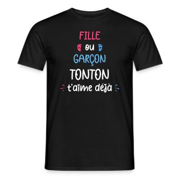 Fille ou garçon tonton t'aime déjà - T-shirt homme - noir - Devant - AI Model Male 178 light (178cm)