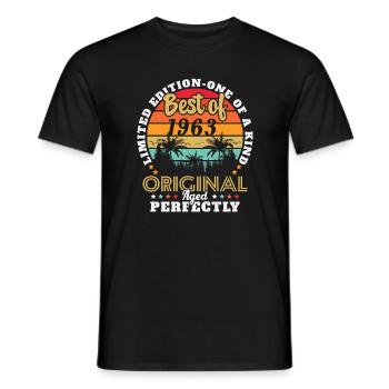 Born 1963 Birthday present 1963 - Men's T-Shirt - black - Front - AI Model Male 178 light (178cm)
