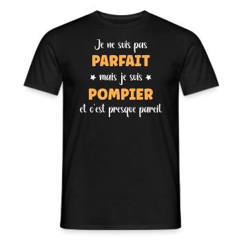 pompier - T-shirt homme - noir - Devant - AI Model Male 178 light (178cm)
