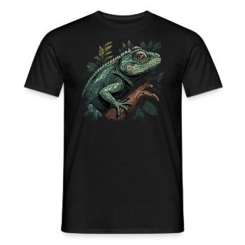 iguana branch reptiles green iguana - Men's T-Shirt - black - Front - AI Model Male 178 light (178cm)
