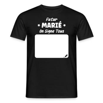 Futur marié on signe tous - T-shirt homme - noir - Devant - AI Model Male 178 light (178cm)