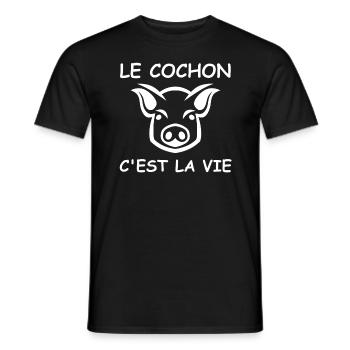 Le cochon c'est la vie - T-shirt homme - noir - Devant - AI Model Male 178 light (178cm)