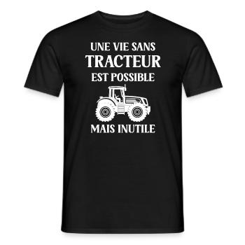 Impossible de vivre sans tracteur - T-shirt homme - noir - Devant - AI Model Male 178 light (178cm)