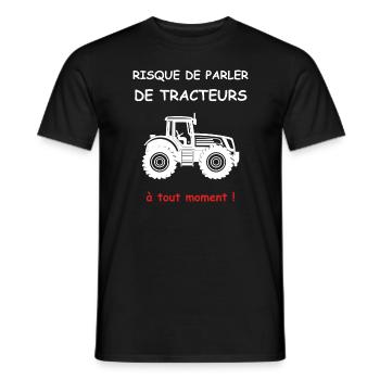 Risque de parler de tracteurs - T-shirt homme - noir - Devant - AI Model Male 178 light (178cm)