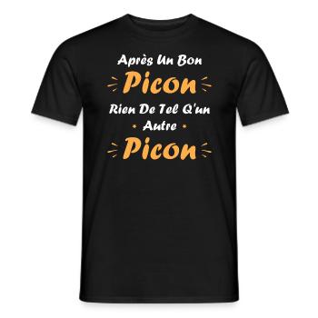 Après un bon picon rien de tel qu'un autre picon - T-shirt homme - noir - Devant - AI Model Male 178 light (178cm)