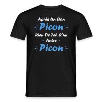 Après un bon picon rien de tel qu'un autre picon - T-shirt homme - noir - Devant - AI Model Male 178 light (178cm)
