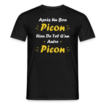 Après un bon picon rien de tel qu'un autre picon - T-shirt homme - noir - Devant - AI Model Male 178 light (178cm)