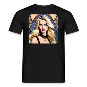 Cooles buntes Girl mit pinken Lippen - Männer T-Shirt - Schwarz - Vorne - AI Model Male 178 light (178cm)