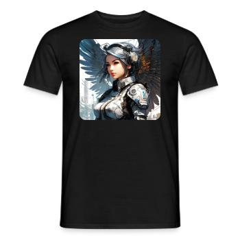 Ange cyberpunk cool avec des écouteurs - T-shirt homme - noir - Devant - AI Model Male 178 light (178cm)